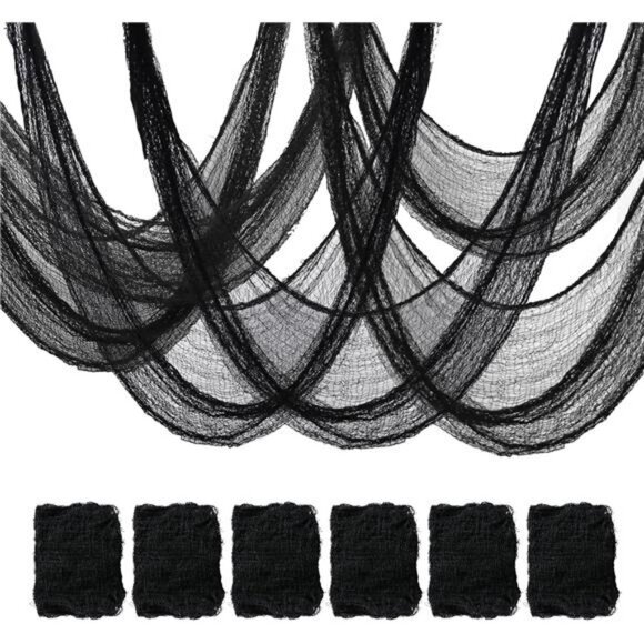 6 Pack Black Halloween Creepy Cloth (30 x 72 Inch), Halloween Gauze Creepy Gauze - Picture 1 of 8